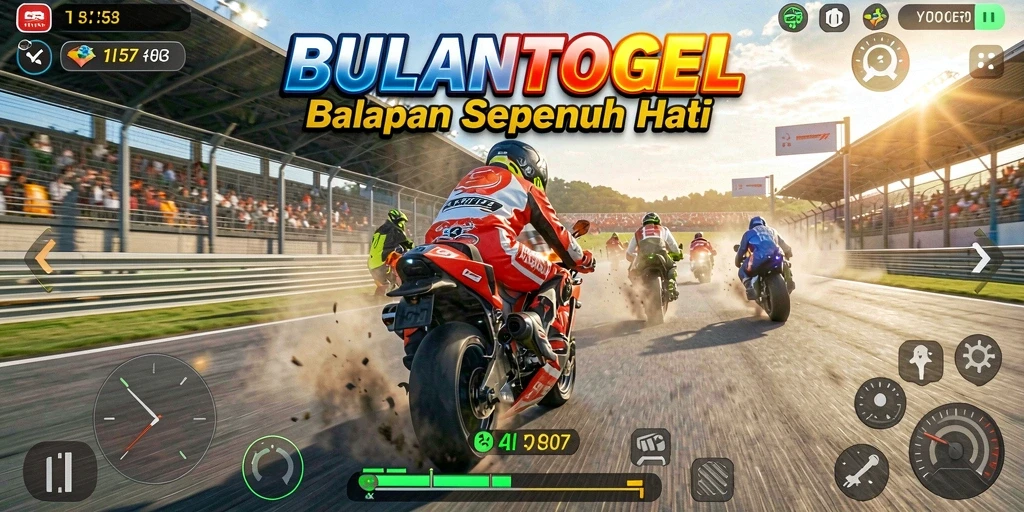 Tampilan menarik dari gameplay balapan motor di BULANTOGEL.