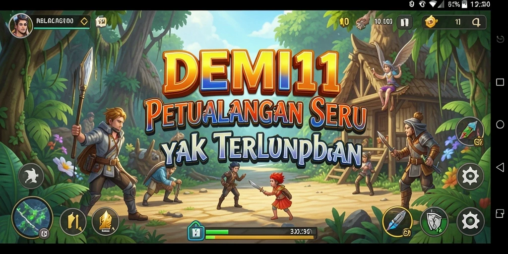 Screenshot utama DEMI11 menampilkan karakter yang sedang menjelajahi hutan misterius.