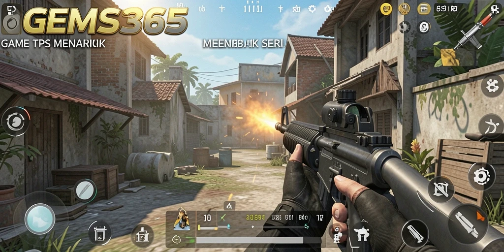 Screenshot gameplay GEMS365 yang menampilkan aksi seru di pertempuran TPS.
