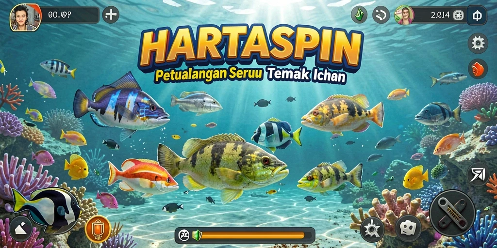 Gameplay HARTASPIN menampilkan aksi menembak ikan seru dan grafis yang memikat.