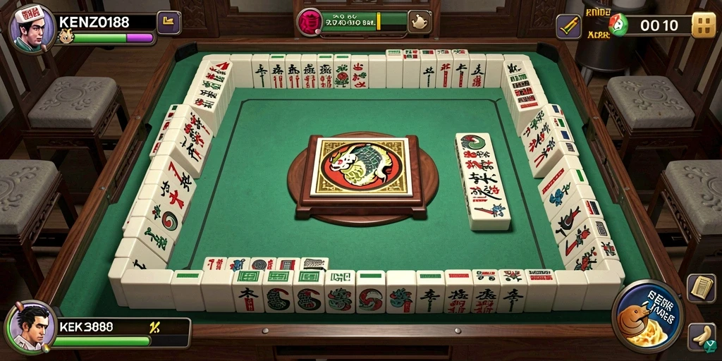 Tampilan gameplay KENZO188 yang menampilkan serunya permainan Mahjong.