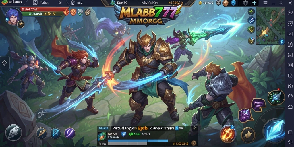 Tampilan gameplay MLBB777 yang menampilkan pertempuran seru di dunia MMORPG.
