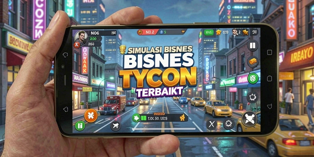 Tampilan gameplay N06 yang menarik dengan berbagai opsi bisnis.