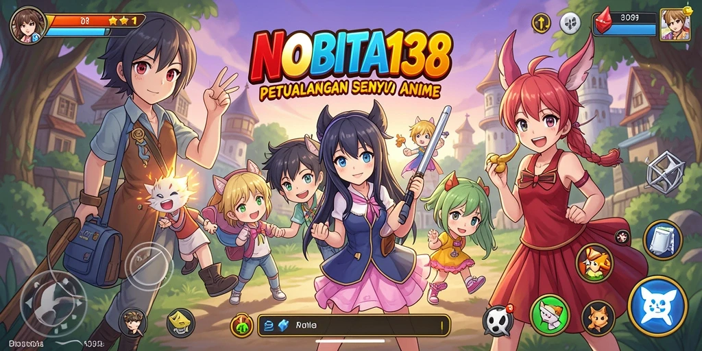 Tampilan gameplay NOBITA138 dengan karakter anime yang menarik.