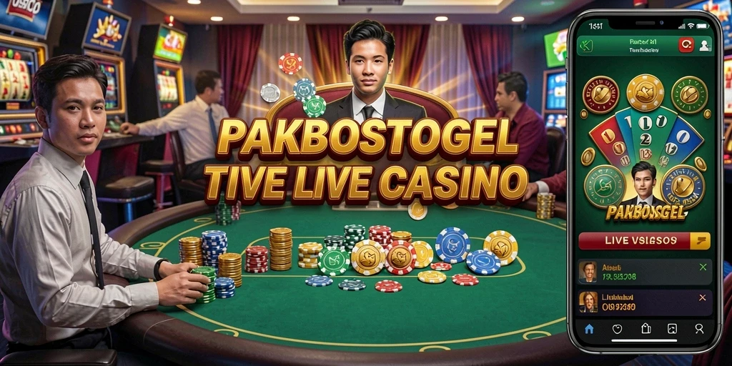 Tampilan gameplay PAKBOSTOGEL dengan dealer langsung yang interaktif dalam permainan kasino.