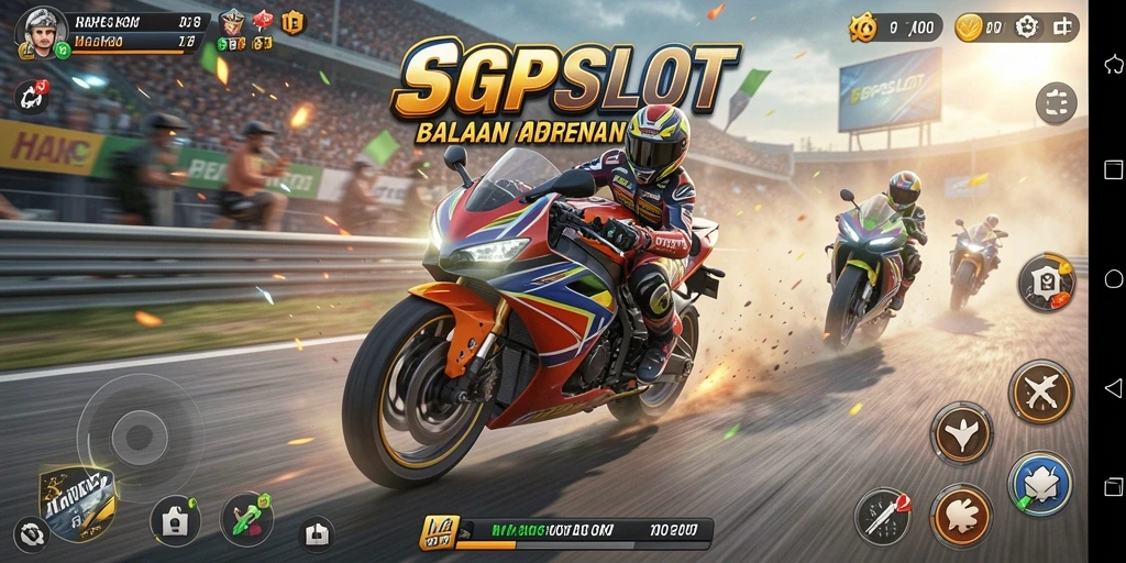 Tampilan menarik dari gameplay balapan motor di SGPSLOT.
