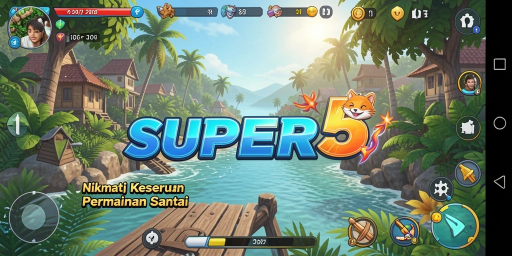 Tampilan menarik dari gameplay SUPER5 yang menyenangkan dan santai.