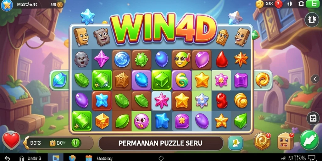 Tampilan gameplay seru dari WIN4D dengan tantangan Match-3.